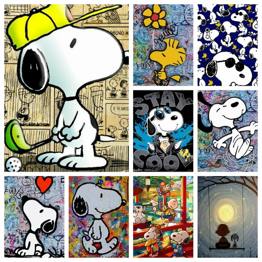 Diamond Art Painting Kit Cartoon Kawaii Snoopy Cute Dog Graffiti Comic Embroidery Mosaic Cross Stitch Home Decor Children's Gift