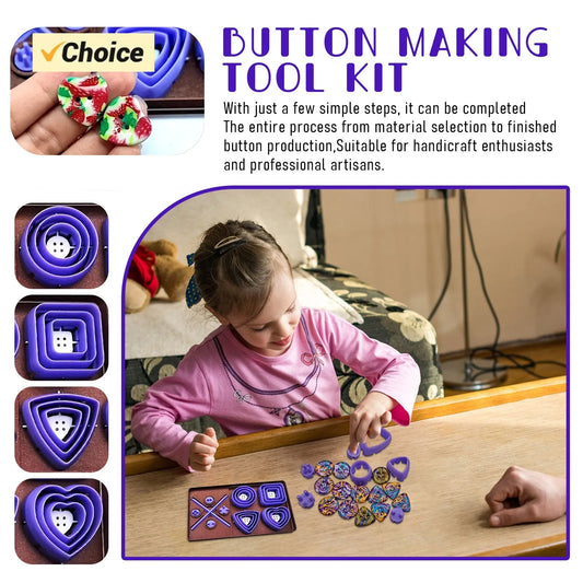 2025 Hot, Button Maker's Kit , Easily Create Perfectly Centered Buttons, Household Goods Kit