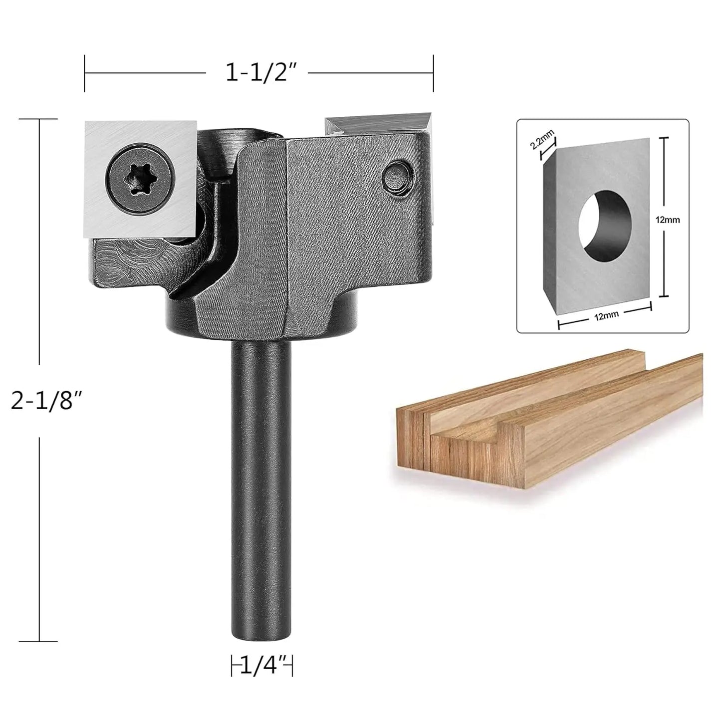 SpeTool 1pc CNC Spoil board Surfacing Router Bit 1/2 Inch Shank 2-Flute Carbide Insert Slab Flattening Router Planer Bit for Wood
