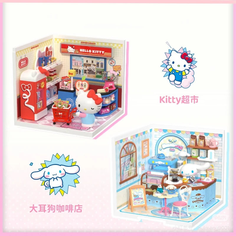 Rolife Sanrio Super World Series Buckle Assembly Hello Kitty Cinnamoroll Room Lighting Model Desktop Decoration Gift Kuromi