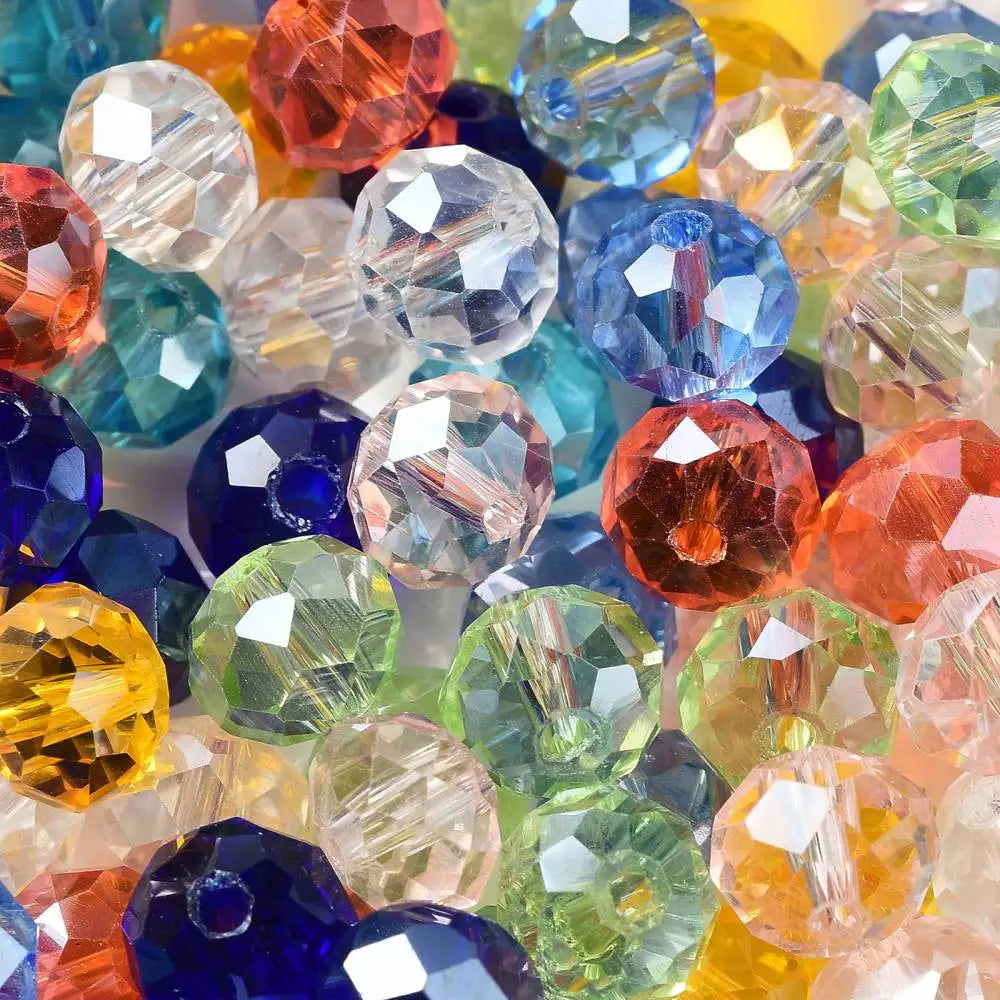 about 60g Faceted Glass Beads 4mm 6mm Rondelle Spacer Loose Beads for Earring Bracelet Necklace Jewelry DIY Craft Making