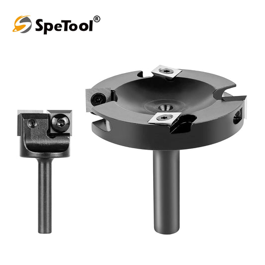 SpeTool 1pc CNC Spoil board Surfacing Router Bit 1/2 Inch Shank 2-Flute Carbide Insert Slab Flattening Router Planer Bit for Wood