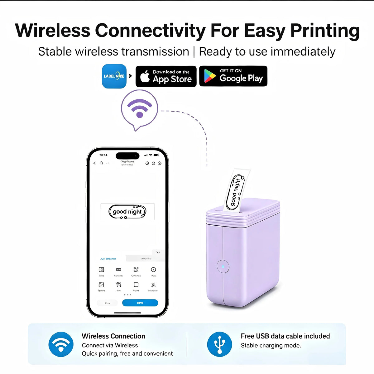 P24 Label Maker with 1 Roll of Label Paper, Portable Wireless Label Printer for Storage, Office, Home, Storage, Sticker Maker Mini Label Maker with Multiple Templates
