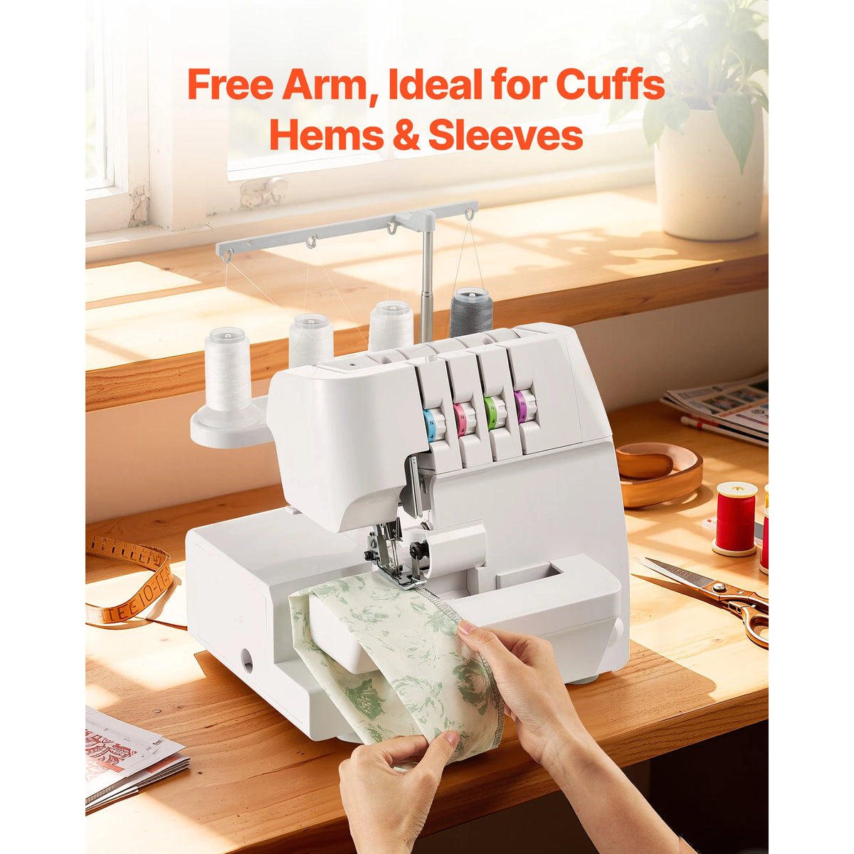 SucceBuy Serger Overlock Sewing Machine 1250 Stitches Per Minute 2-3-4 Thread Capability 0.7-2 Adjustable Differential Feed