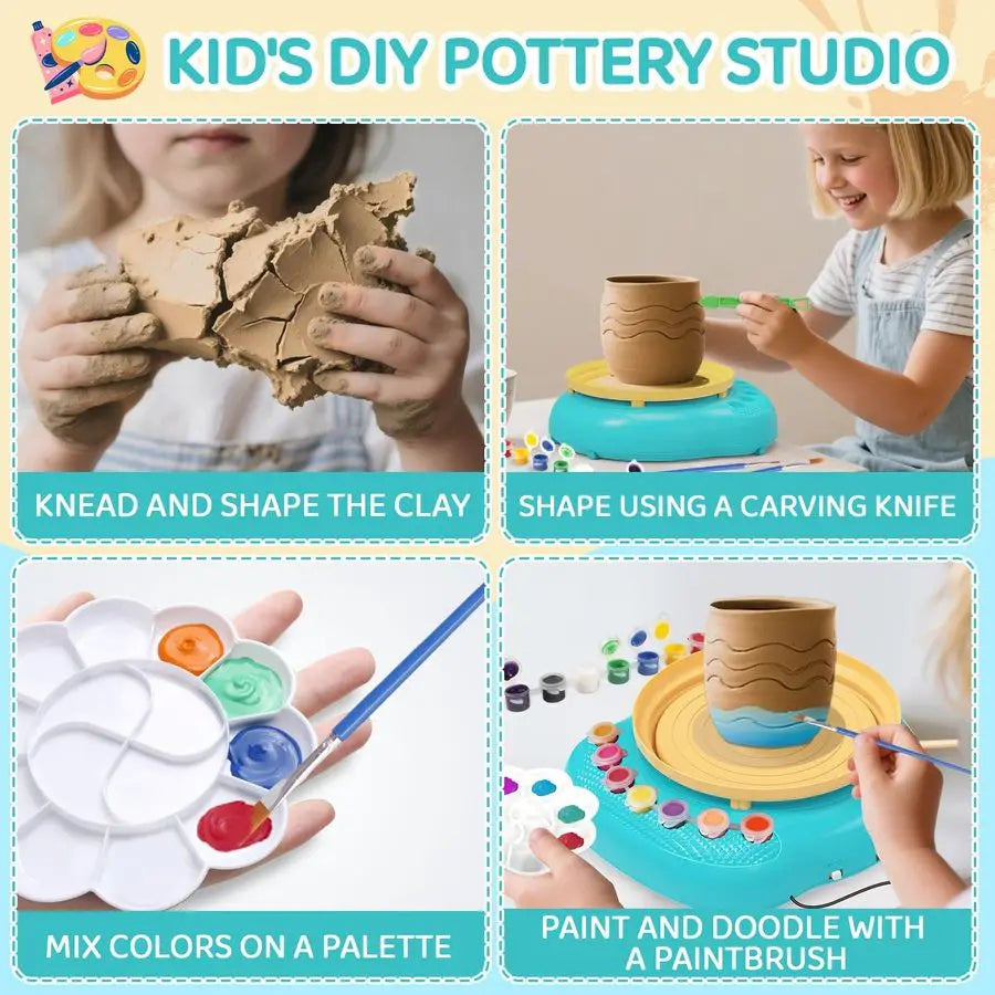 Wheel for Kids, Arts amp Crafts Pottery Painting Toys Kit for Kids Ages 812, Art Supplies with 3 Pack Air Dry Clay and Clay Tool