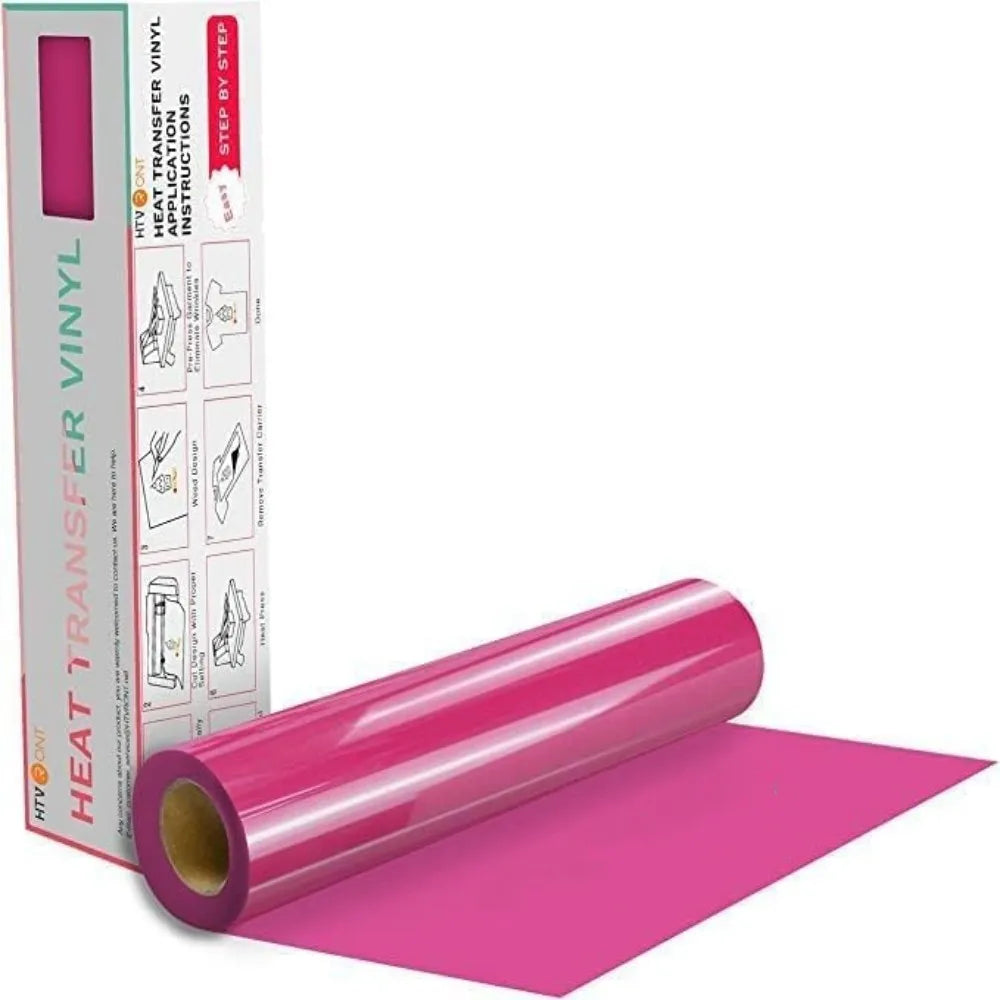 HTVRONT 12"X15ft/25ft Heat Transfer Vinyl Roll DIY T-shirt Craft Iron on HTV Film For Printing Clothing Easy To Cut