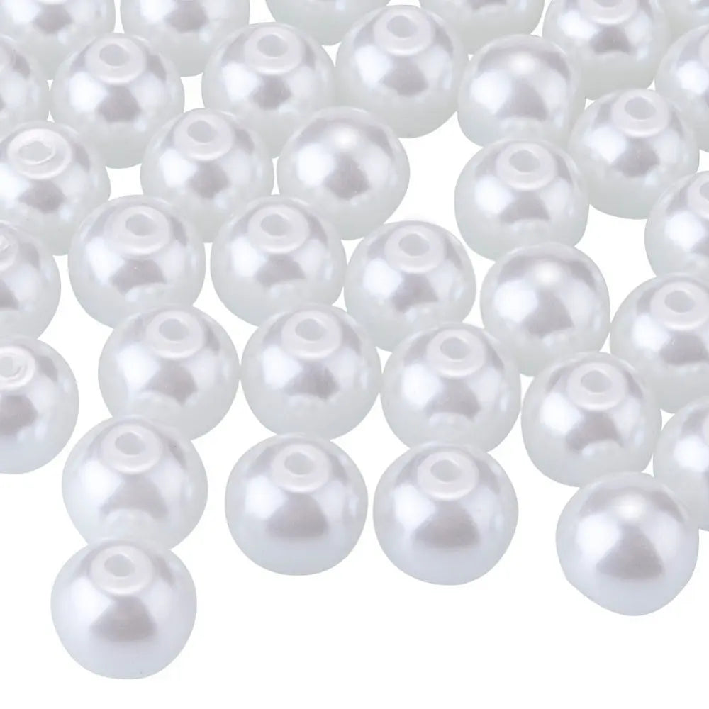400Pcs 6mm Tiny Satin Luster Round Glass Pearl Beads