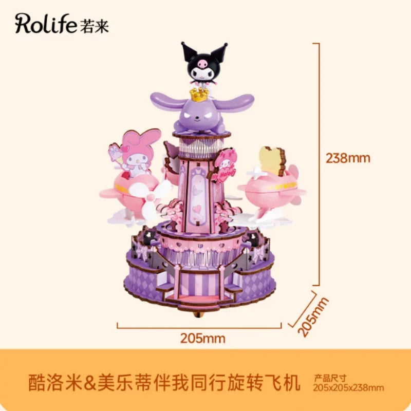 Rolife Sanrio Super World Series Buckle Assembly Hello Kitty Cinnamoroll Room Lighting Model Desktop Decoration Gift Kuromi