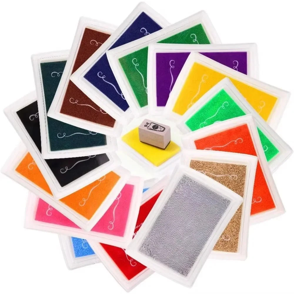 Craft Ink Pad for Stamps on Paper Wood Fabric - Pack of 15 Vibrant Colors