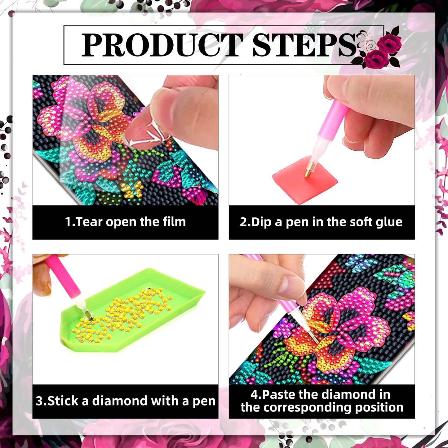 2 Pack Diamond Painting Phone Holder Art Kits, 5D Full Crystal Diamond Art Phone Holder& Mirror Craft Art Kits Gift for Beginner