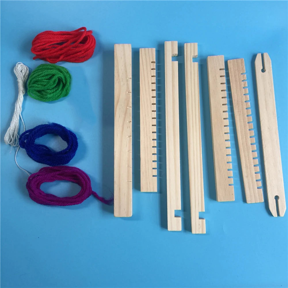 Wooden Weaving Loom 21.5x16.5x3cm DIY Weaving Machine Adjustable Woven Tool Handmade for Beginners Kids Intellectual Toy