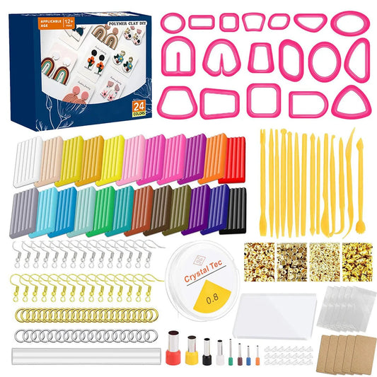24 Colors Polymer Clay Oven Bake Modeling Clay Non-Toxic DIY Art Craft Clay Kit with Sculpting Tools for Artists Beginners