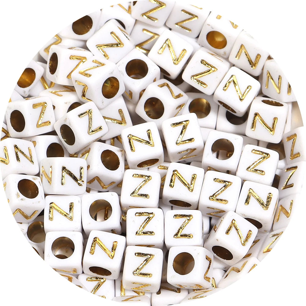 100Pcs/Lot 4.5mm 6mm Cube Acrylic Beads Alphabet Gold Letter Spacer Loose Beads 
For DIY Crafts Ornament Making
