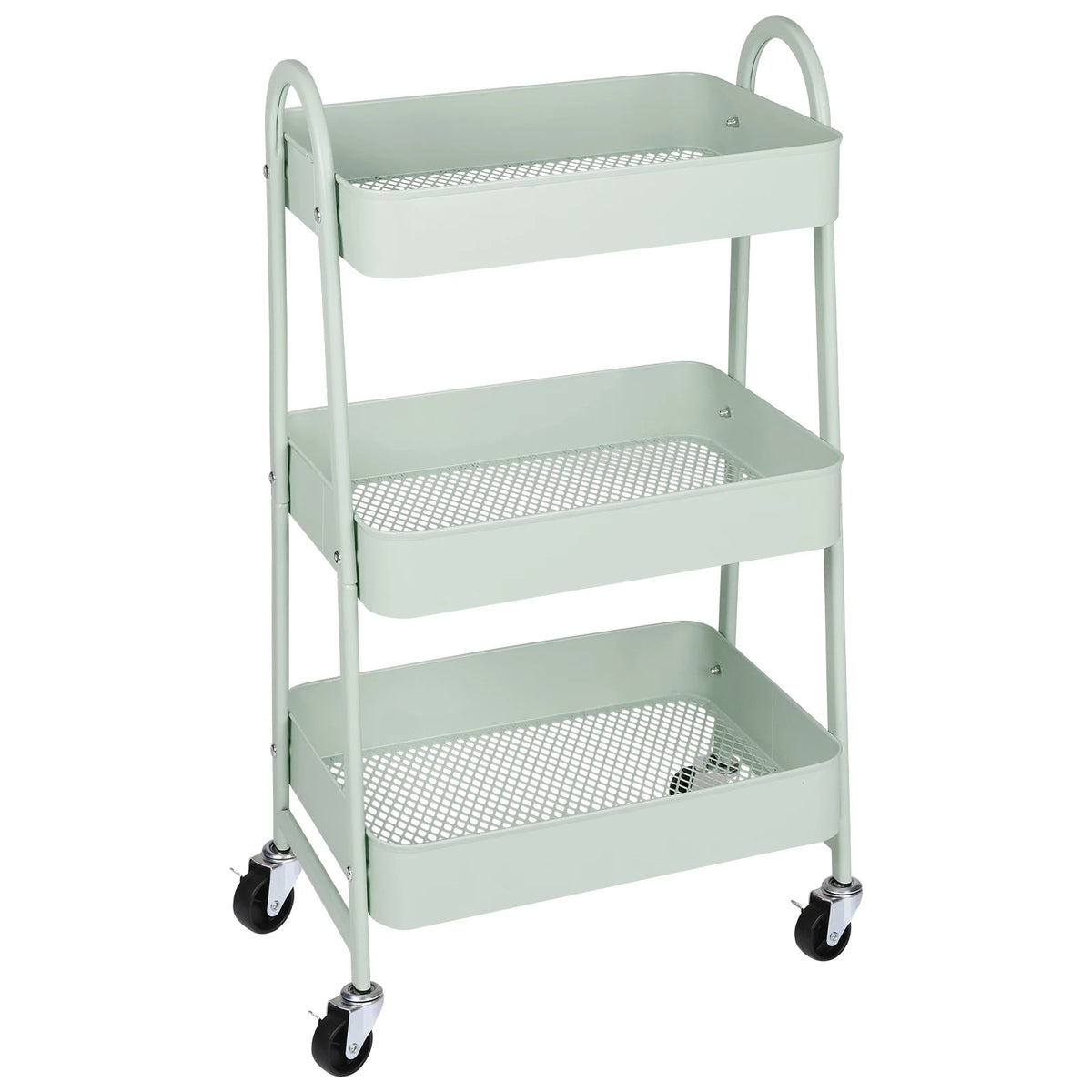 JHK 3 Tier Metal Storage Cart with Lockable Wheels Mobile Shelving Unit Utility Rolling Organizer For Home Narrow Places