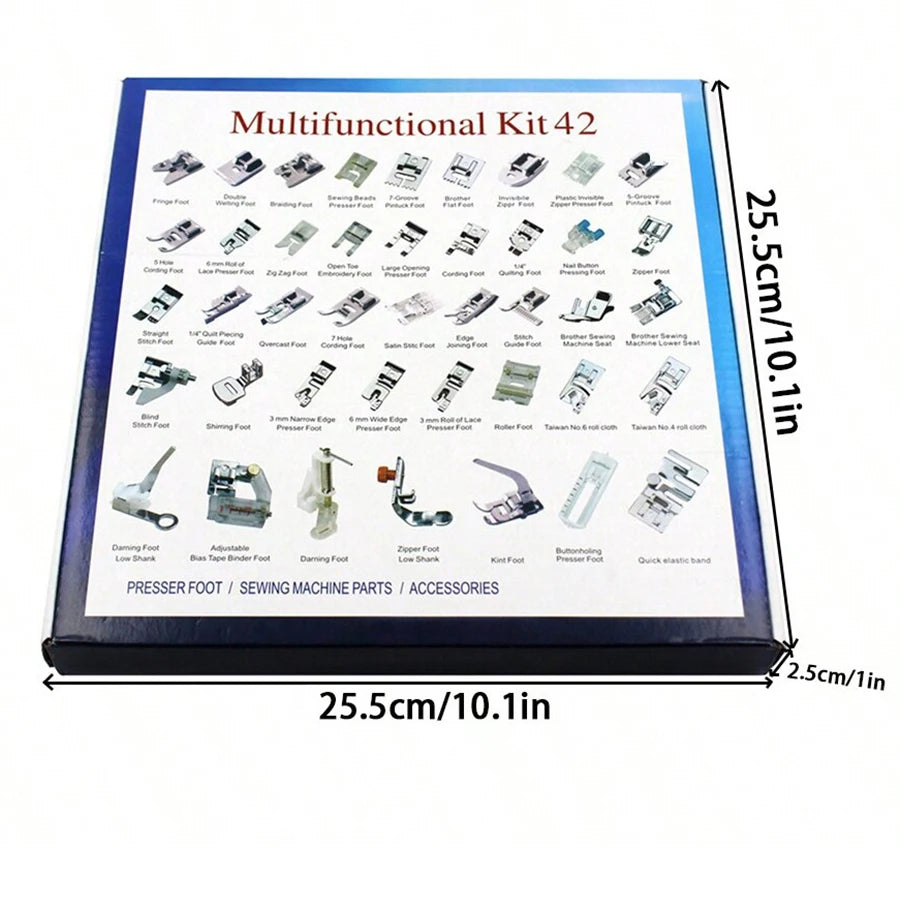 Sewing Machine Presser Feet Set 42 Pcs for Brother, Babylock, Singer, Janome, Elna, Toyota, New Home, Simplicity, Necchi, Kenmor