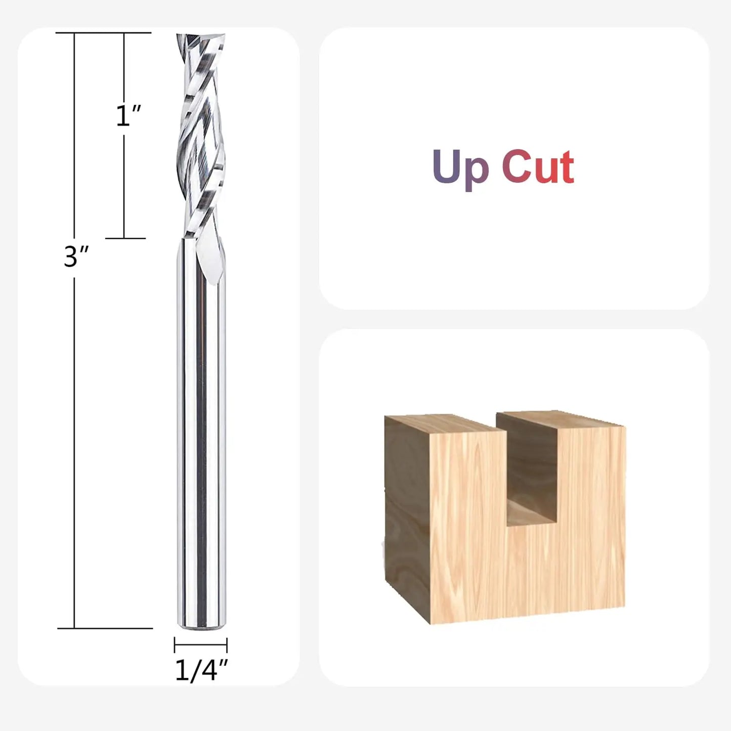 SpeTool 1pc Upcut Spiral CNC Router Bit with 1/4 1/2 Inch Shank HRC55 Solid Carbide CNC End Mill for Wood Engraving Carving Tool