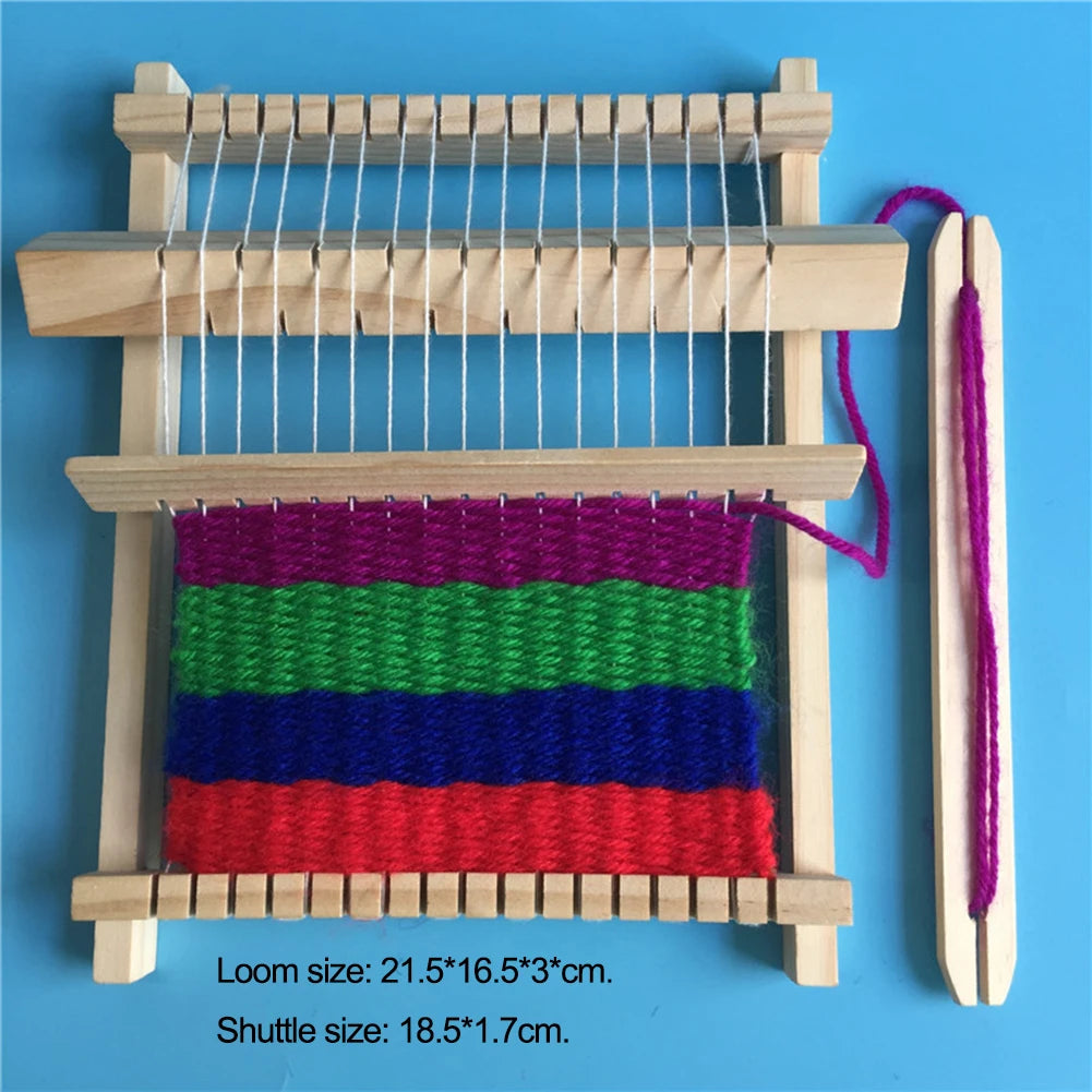 Wooden Weaving Loom 21.5x16.5x3cm DIY Weaving Machine Adjustable Woven Tool Handmade for Beginners Kids Intellectual Toy