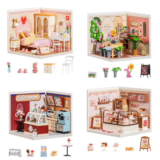 Rolife DIY Miniature House Kit Super Creator Series Mini Dollhouse 3D Puzzle Model Building Kit with LED Light for Home Decor Birthday Gift for Girls Adults