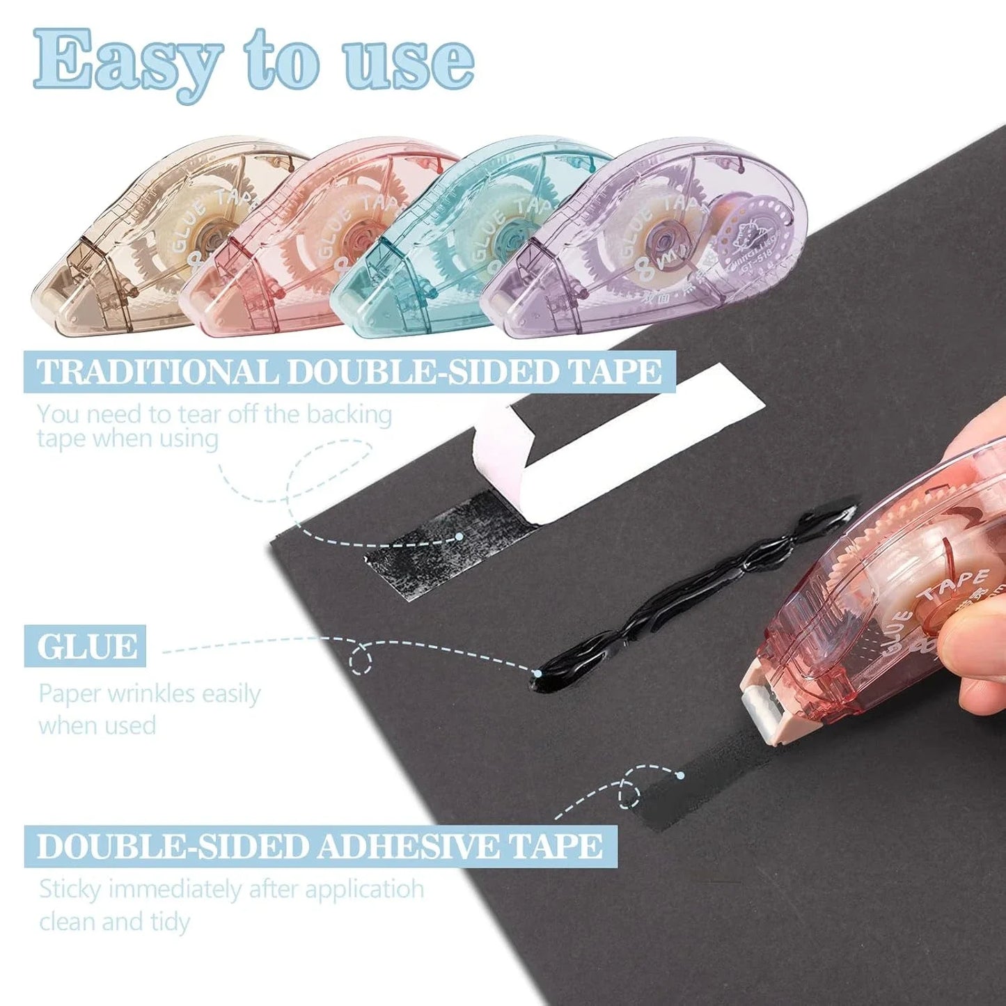4 packs of double-sided tape rollers, scrapbooking supplies, craft tape rollers, scrapbooking double-sided tape rollers