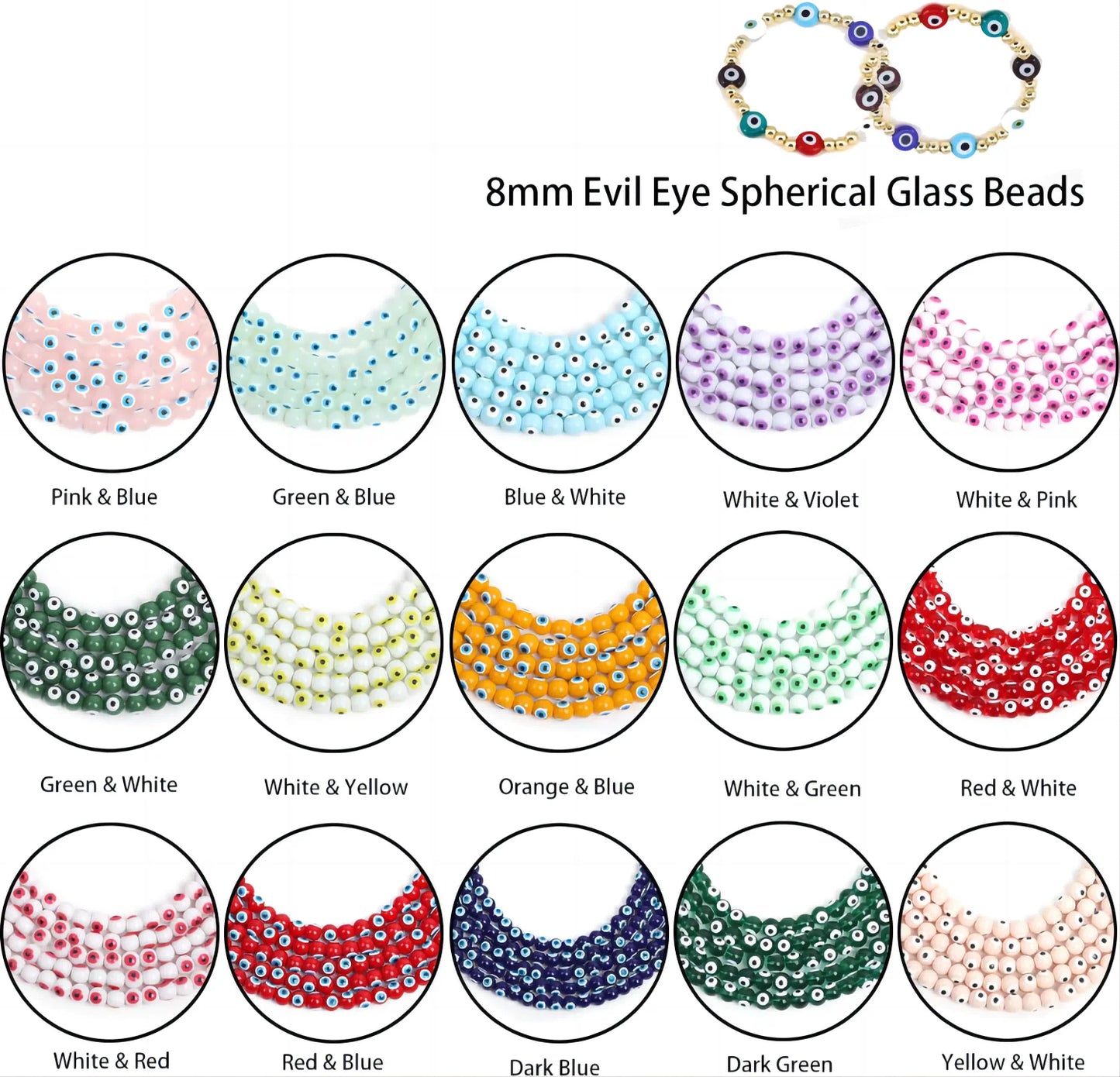 1200 Pieces 8mm Natural Stone Beaded Handmade DIY Jewelry Making Kit - Women's Family Jewelry Production Accessories for Necklac