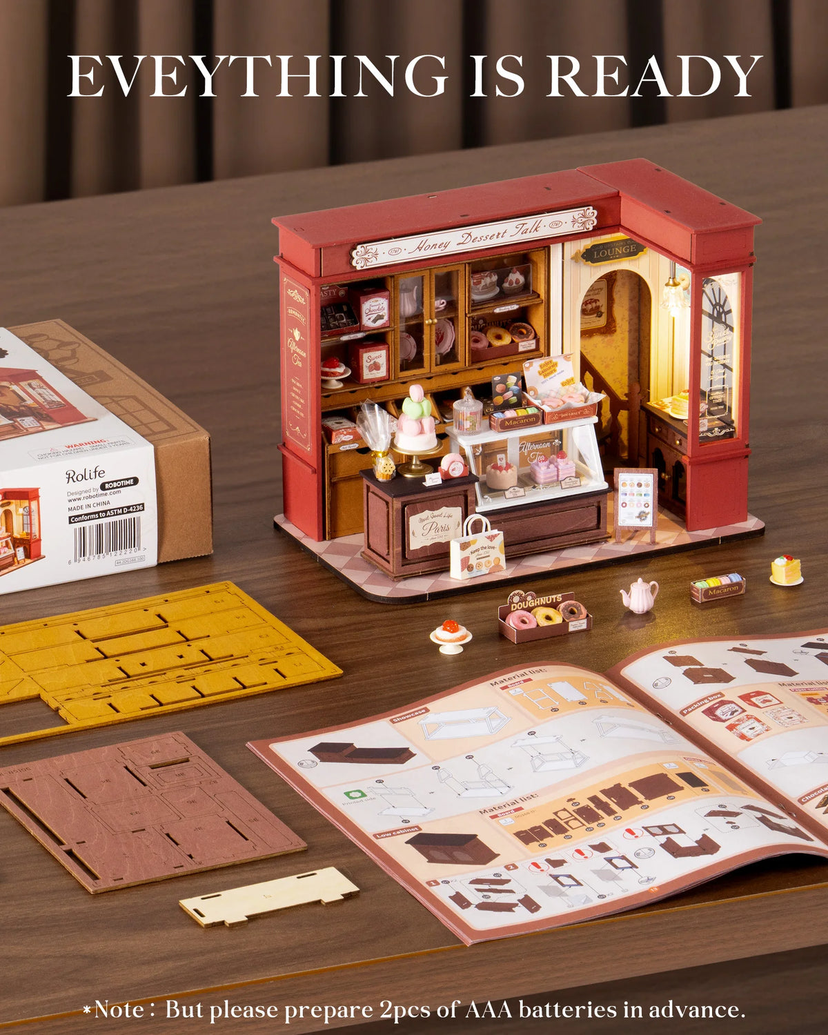 Rolife DIY Miniature House Kit Honey Dessert Talk 3D Puzzle Dollhouse Building Model Kit Home Desk Decor Gift for Adult Friends