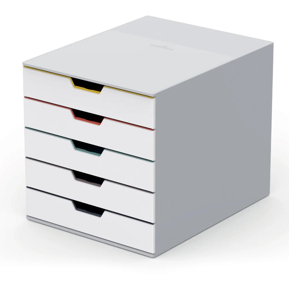 5 Drawer Desktop Storage Box Stackable Organizer with Transparent Labeling Durable Plastic Skid-Proof Feet Office Craft Supplies
