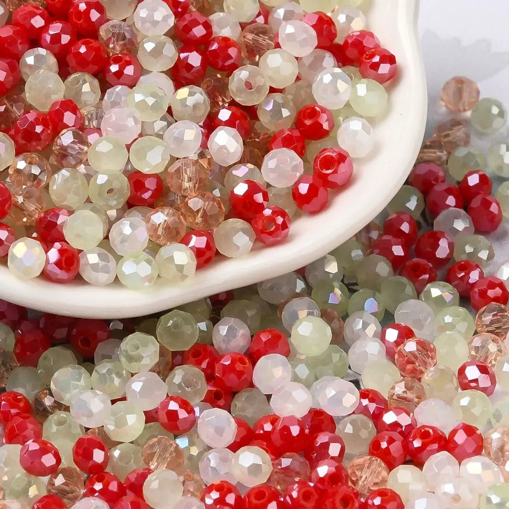 about 60g Faceted Glass Beads 4mm 6mm Rondelle Spacer Loose Beads for Earring Bracelet Necklace Jewelry DIY Craft Making