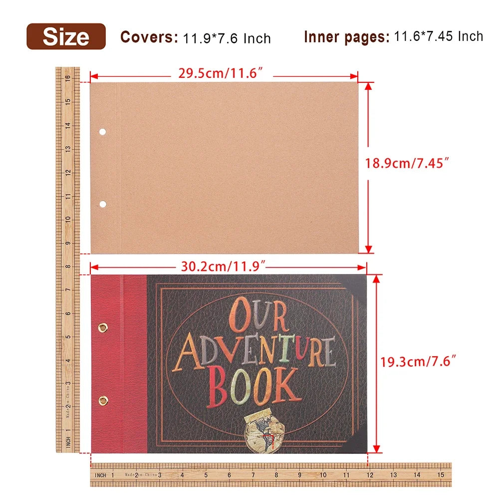 80 Pages DIY Adventure Album Handmade Scrapbook Photo Album Adventure Book Retro Kraft Album Anniversary Wedding Scrapbook