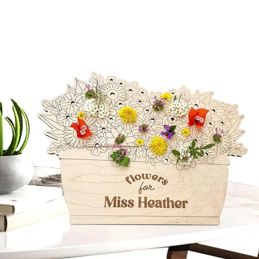 Flower Bouquet Craft Unique Wooden Craft Ornaments Exquisite Wood Signs For Mother's Day Teacher's Day Birthdays Anniversaries