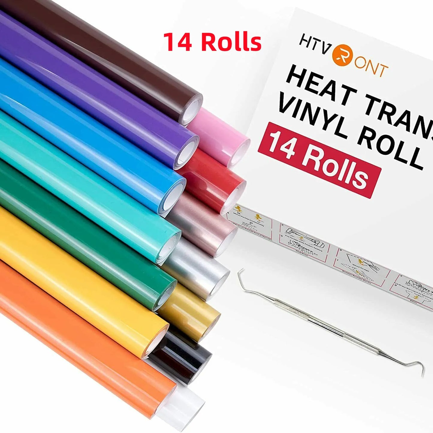 HTVRONT 20/14 Pack 12inX3ft/30X90cm PU Heat Transfer Vinyl Roll for Cricut T-shirt Printing DIY Iron on HTV Film Easy to Cut