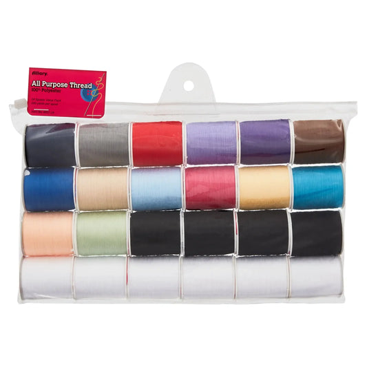 Multi-Color 100% Sewing Thread, Polyester  200 yd (24 Piece)