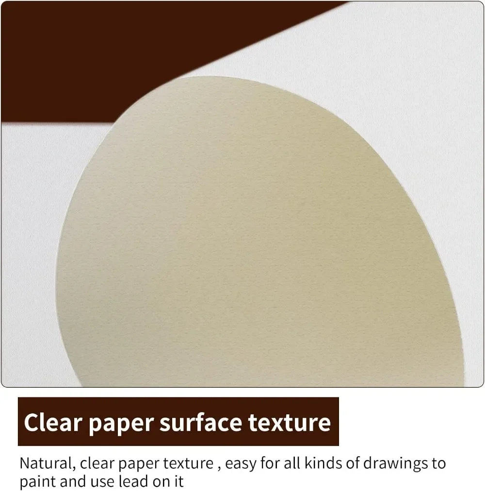 9 x 12 inches, 60 sheets (98 lb/160 g/m²) heavy-duty drawing paper, spiral-bound hardcover sketchbook on top