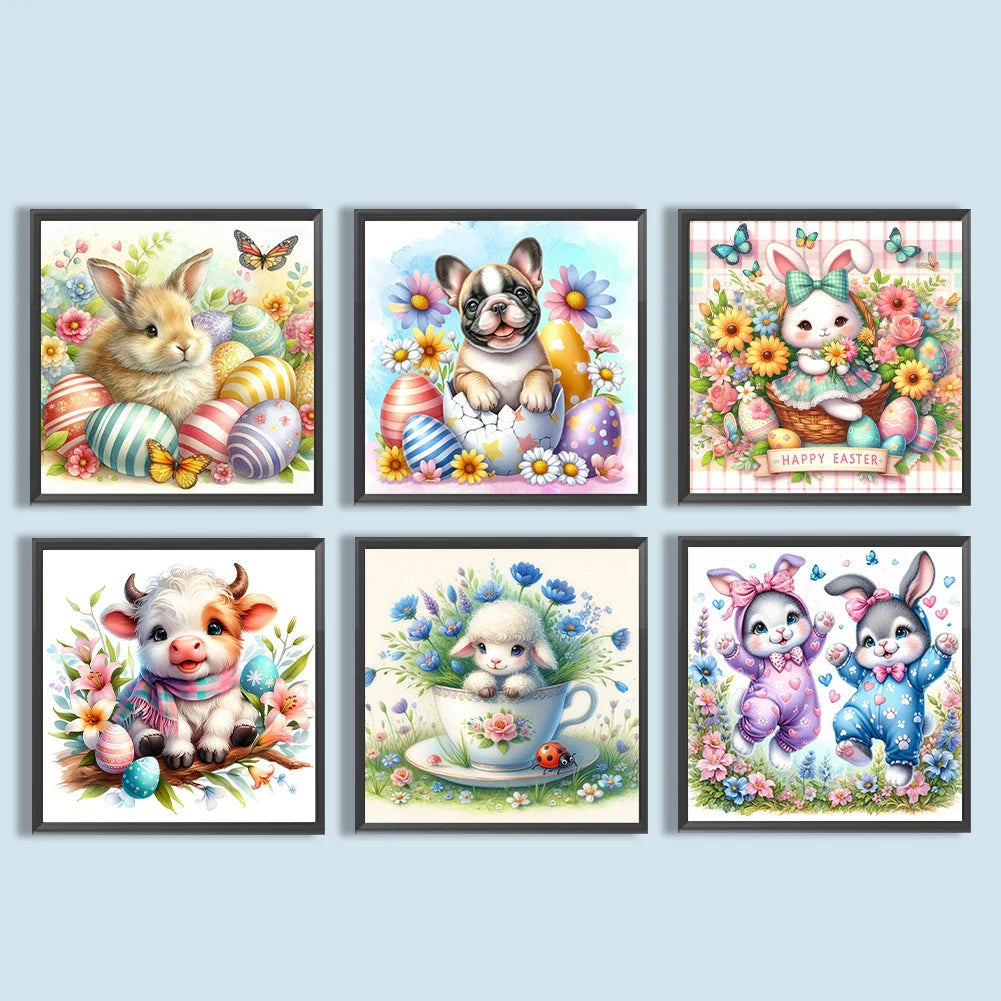 2pcs 5D DIY Full Round Drill Diamond Painting New Creative Easter Decoration Kit Home Decor Art Craft for Bedroom Wall 30x30cm