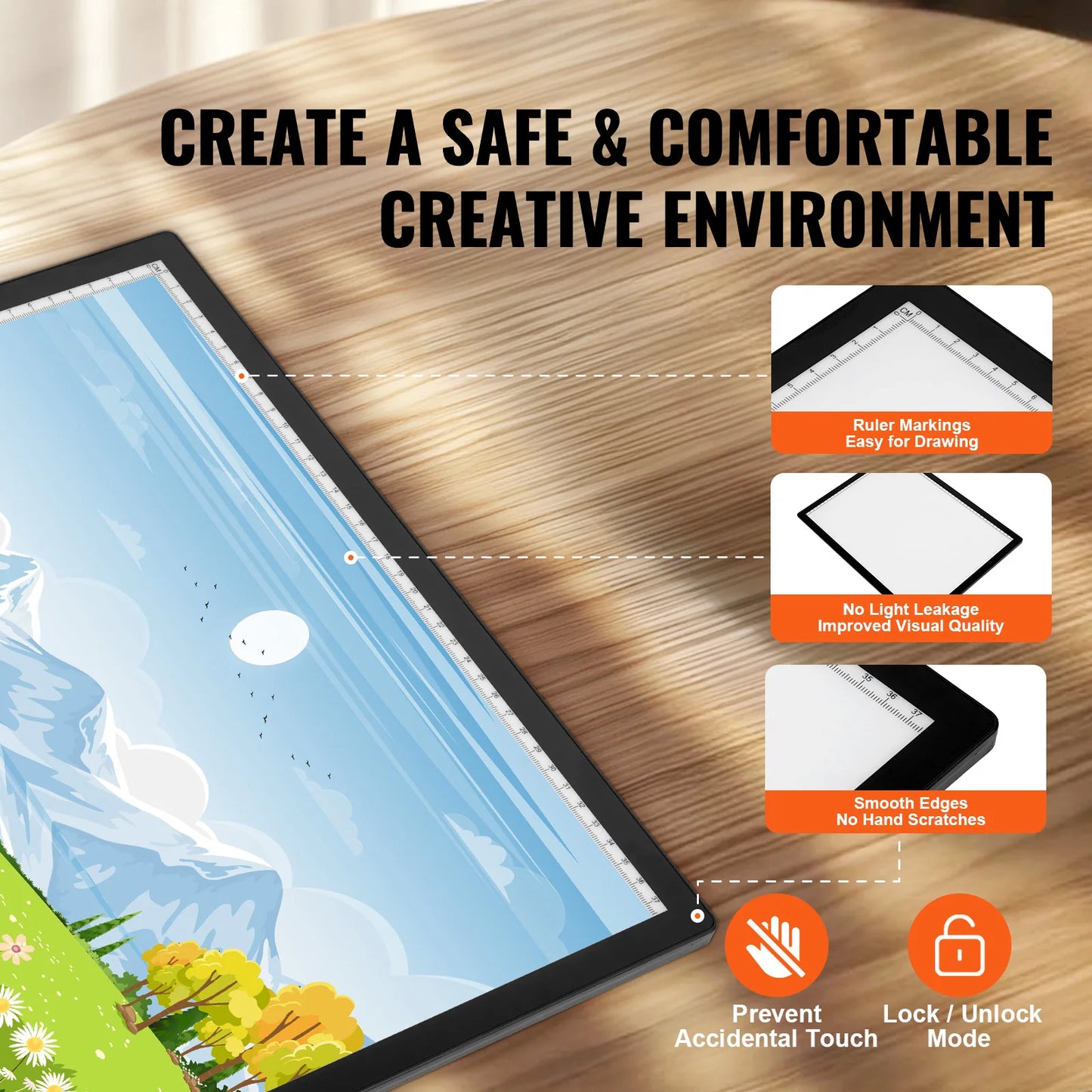 VEVOR Light Board A2/A3/A4 LED Light Pad Rechargeable Light Table for Tracing Light Box for Diamond Painting/Animation/Sketching