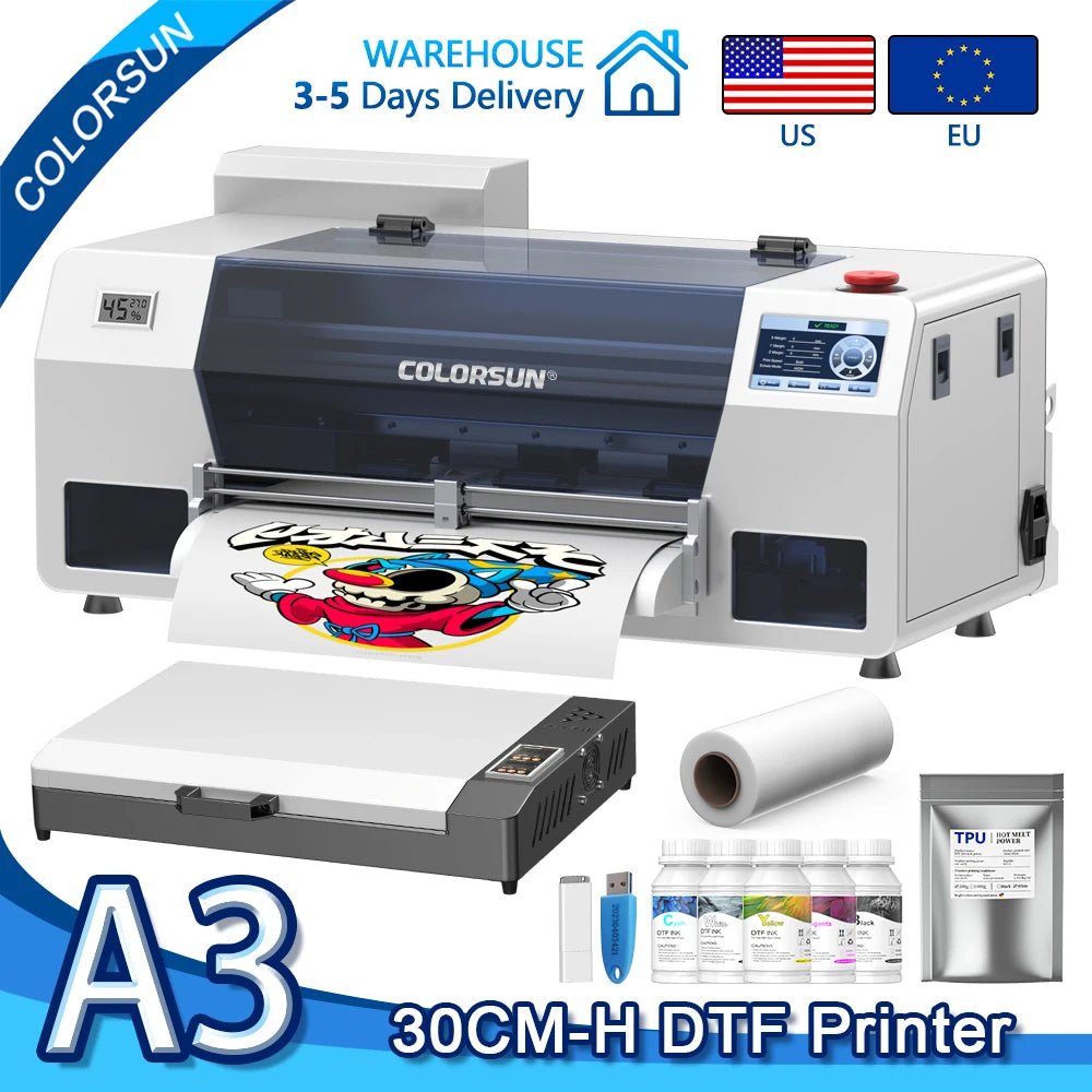 Colorsun A3 DTF Printer F1080 Impressora A3 DTF Printer T-Shirts Printing Machine Direct to Film A3 DTF Printer For T-Shirts