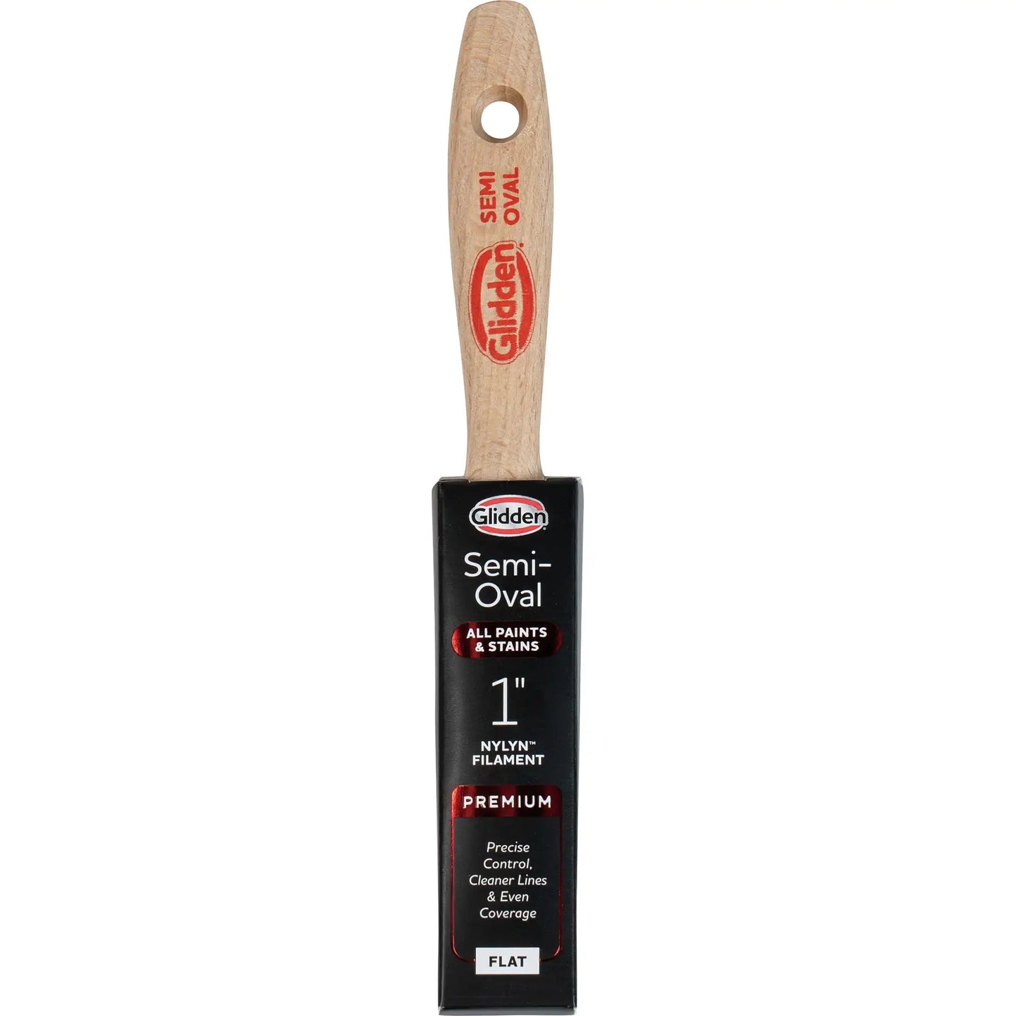 Glidden Semi-Oval Paint Brush with Wood Handle,, Flat Sash,, 1 Inchf