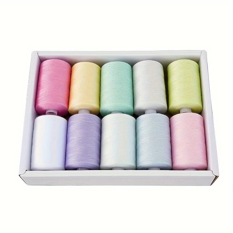 Sewing Thread - 10 Polyester Threads for Hand Stitching, Quilting & Sewing Machine - Set of 1000 yds Per Spool
