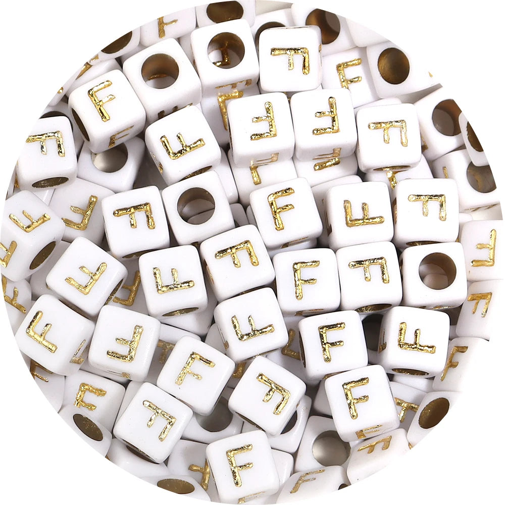 100Pcs/Lot 4.5mm 6mm Cube Acrylic Beads Alphabet Gold Letter Spacer Loose Beads 
For DIY Crafts Ornament Making