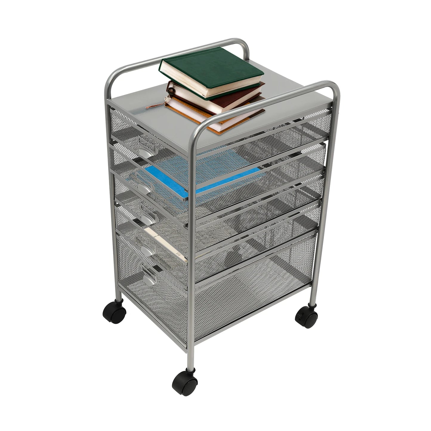 Rolling File Cabinet with 5 Drawers, Craft Cart Organizer with Wheels, Freestanding Office Supplies Storage