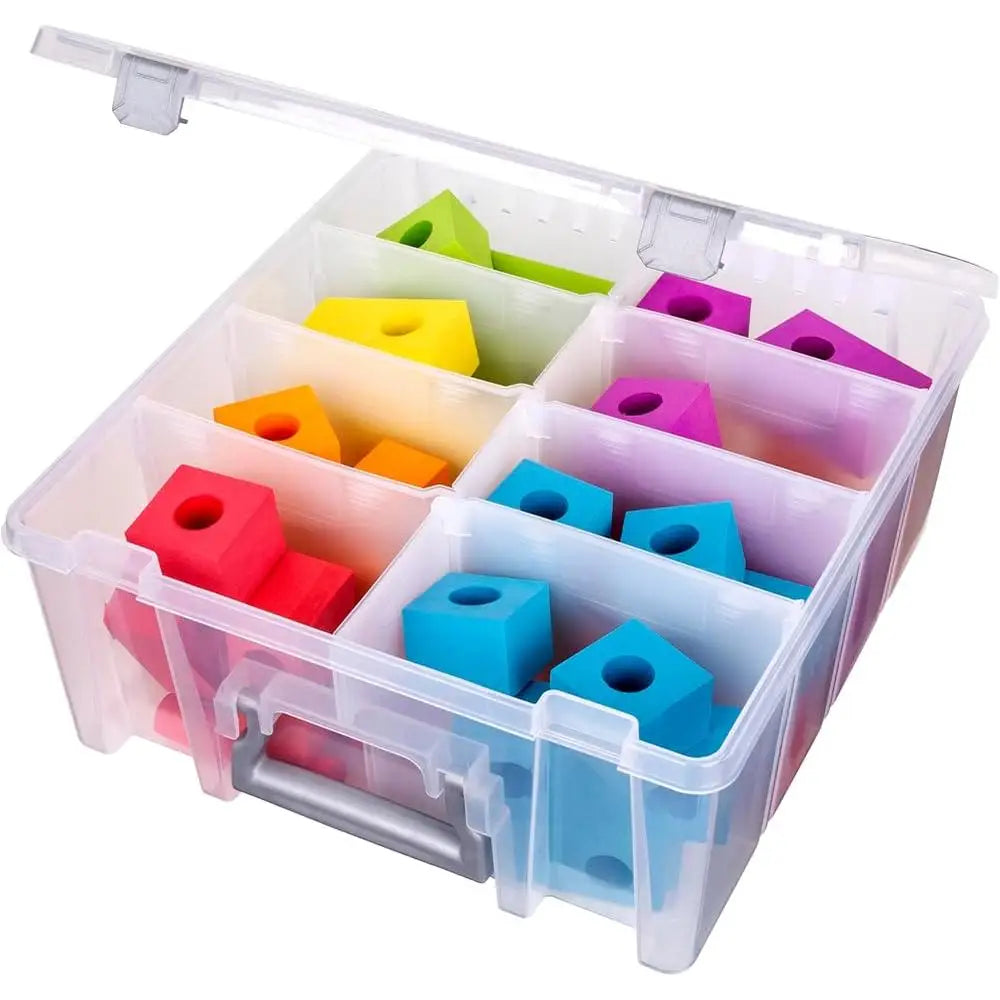 Super Satchel Storage Double Deep Compartment Portable Craft Organizer with Removable Dividers Home Office Holiday Supplies