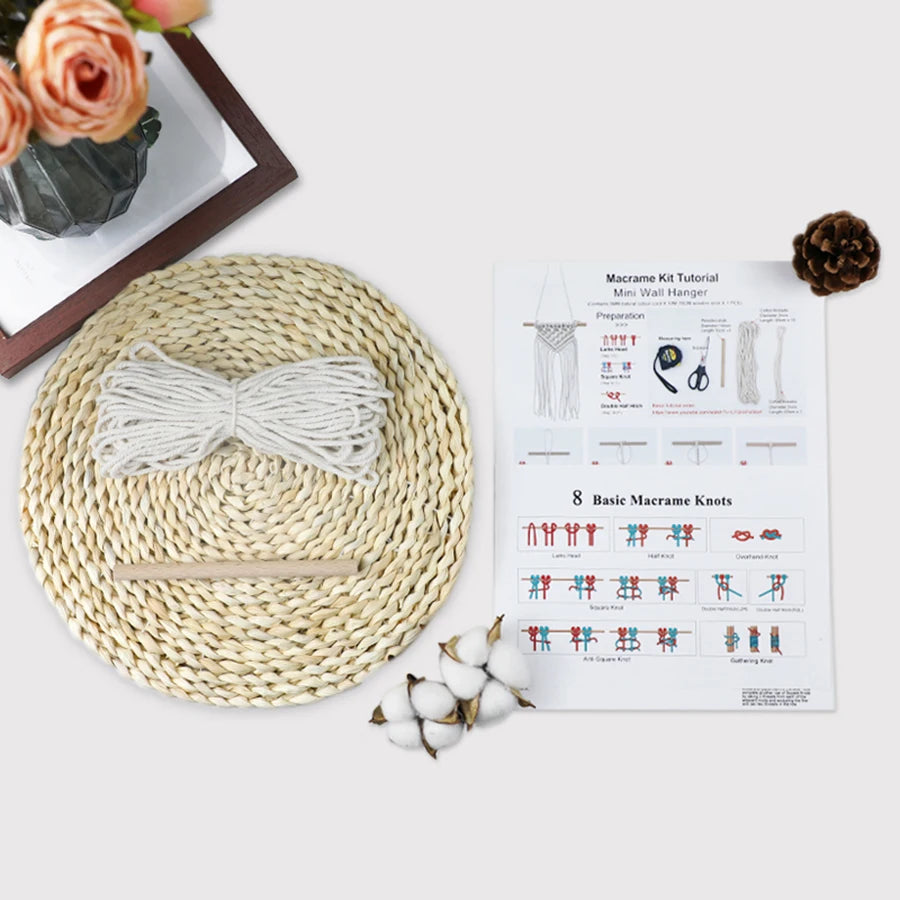 Handmade Knitting Mini Tapestry Macrame Kit With Tutorial for Beginner DIY Tassel Tapestries For Home Wall Decoration Woven Kit