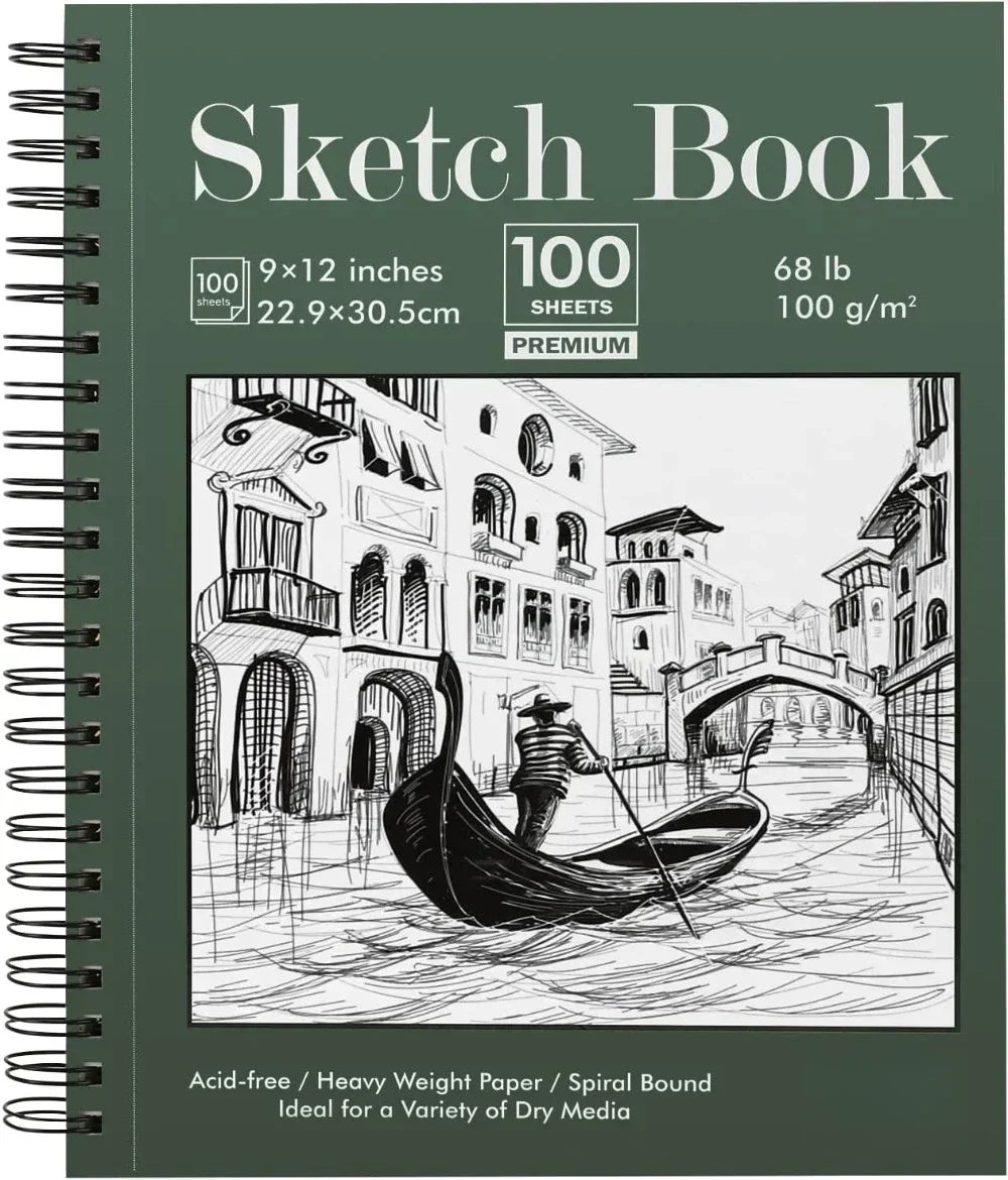 9 x 12 Sketchbook, 68 lb/100g SM Sketchbook 100 spiral-bound acid-free drawing paper with hard cover art paper