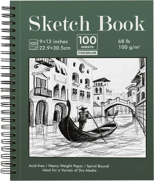 9 x 12 Sketchbook, 68 lb/100g SM Sketchbook 100 spiral-bound acid-free drawing paper with hard cover art paper