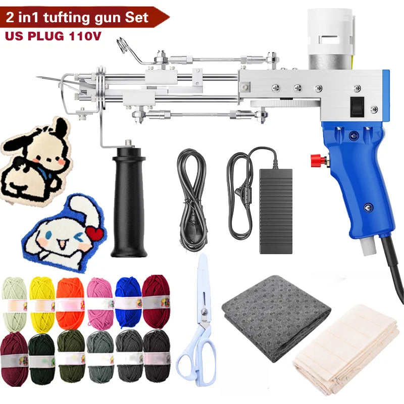 Upgraded Tufting Gun 2 in 1 Cut Loop Pile DIY Tools Electric Carpet tapis Weaving Tufting Gun Weaving Flocking Rug Machine