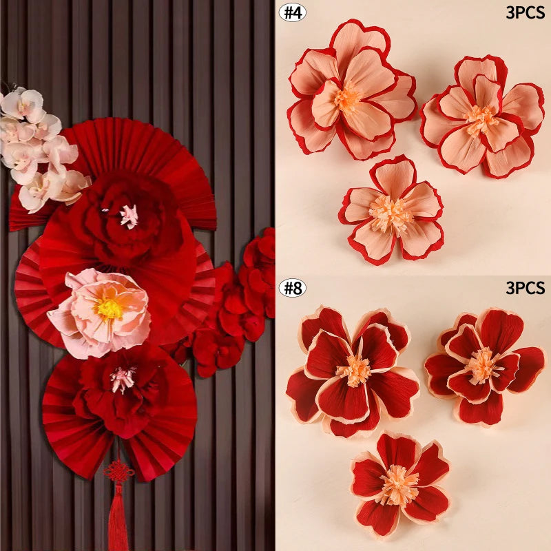 Chinese New Year 2026 Decoration Wall Hanging Decor Paper Folding Fan Sticker Wedding Party Decoration Spring Festival Supplies