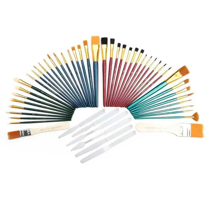 Royal & Langnickel Assorted Shape Synthetic Bristle Art Brushes (50 Pieces)