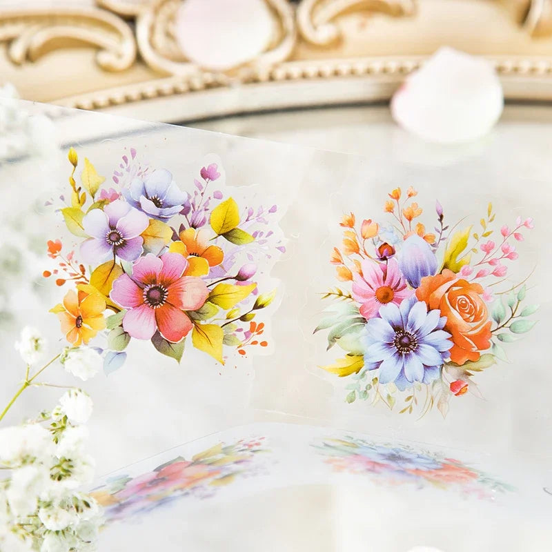 1600CM 8 Sets Mr. Paper PET Plants and flowers handbook DIY material decoration stickers