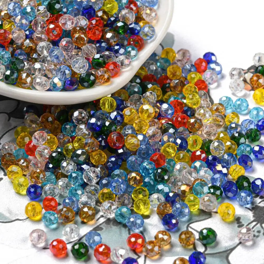 about 60g Faceted Glass Beads 4mm 6mm Rondelle Spacer Loose Beads for Earring Bracelet Necklace Jewelry DIY Craft Making