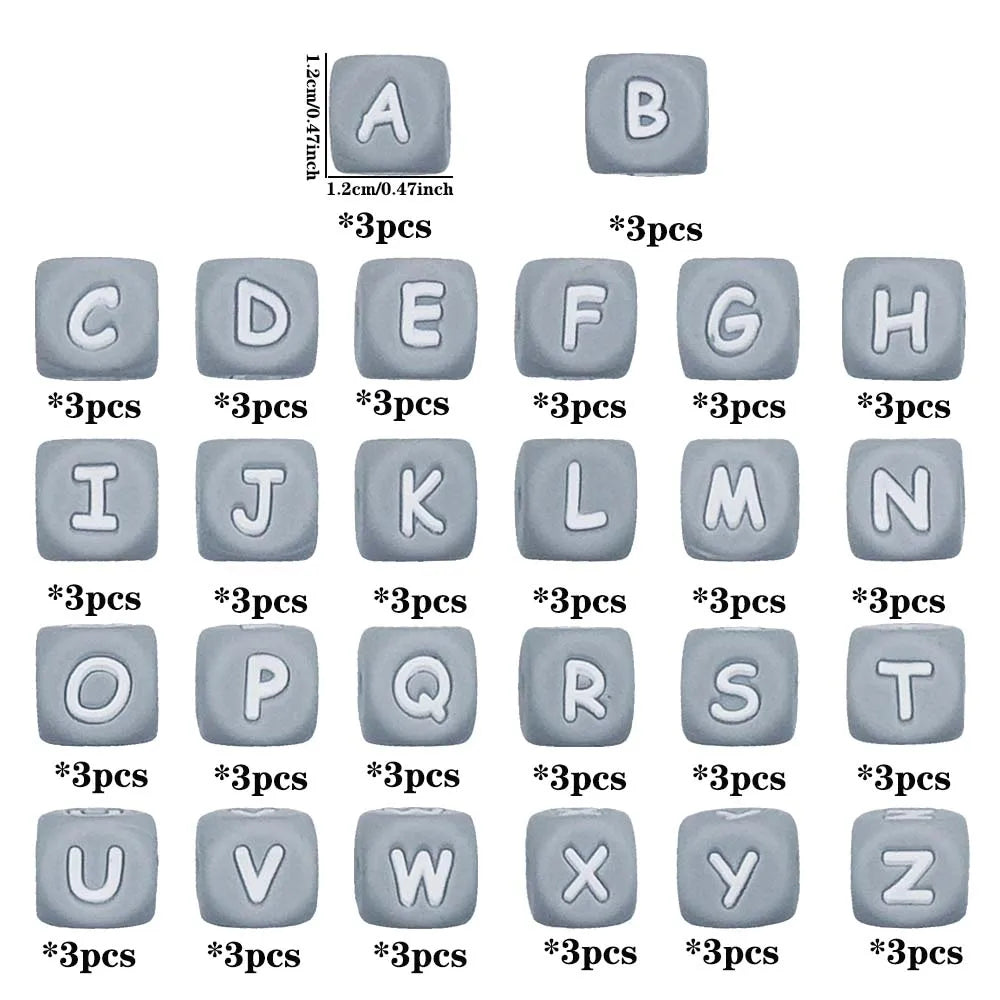 78pcs 12mm Silicone letter beads for DIY Key Chains Necklaces Bracelets Bag Chains Pen Beads Loose Beads Focus Bead