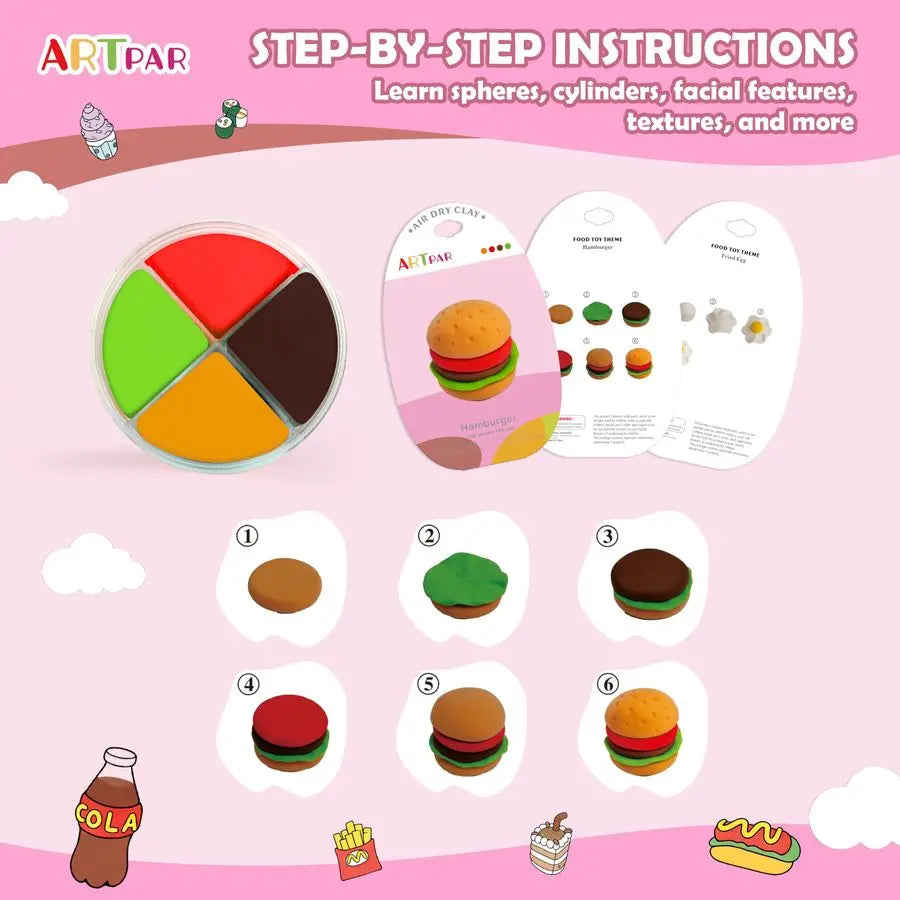 Dry Clay Kit for Kids,12 Box Mini Food Modeling Magic Clay Sculpting Set,Safe NonSticky,Ultra Light amp Soft,Arts amp Crafts Fun